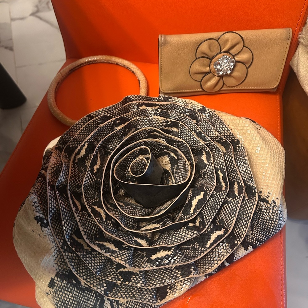 Python Sueded Rosette Bag /Wallet - image 1